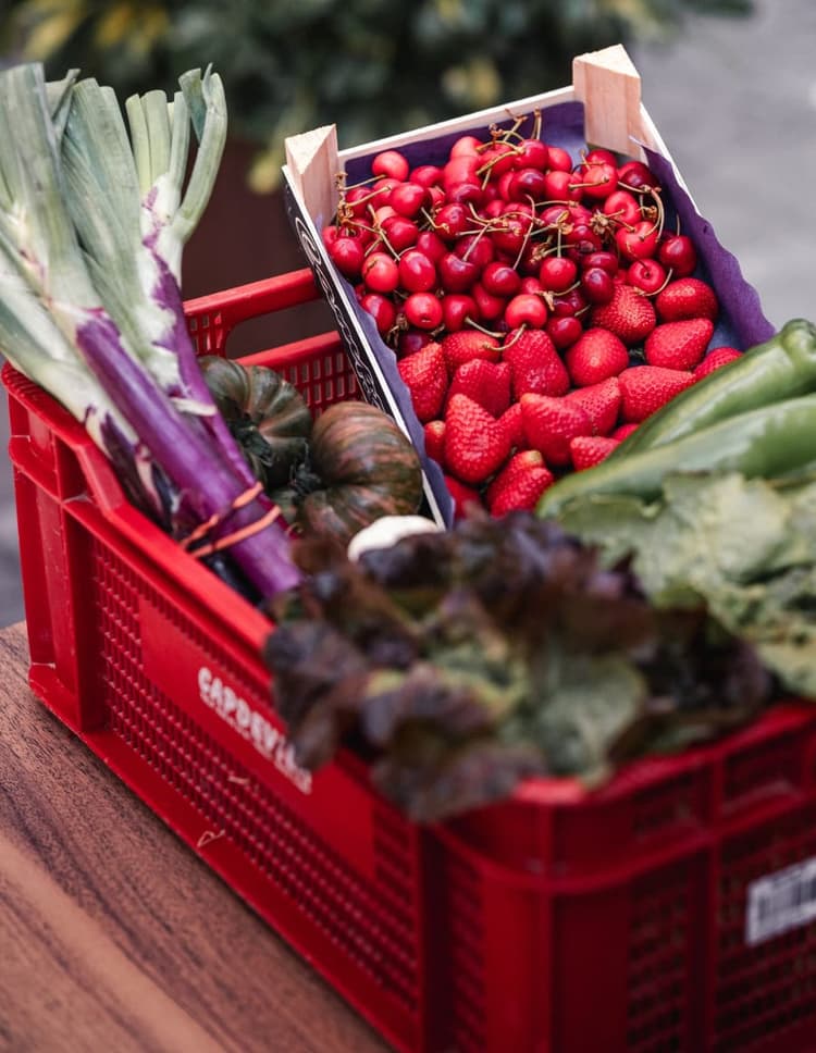 Un panier de fruits et légumes frais.